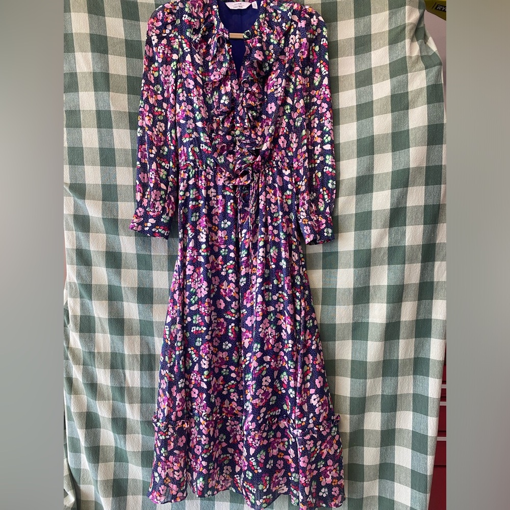 Ruffled Floral Midi Dress in Navy Flowers Paris Atelier & Other Stories 6